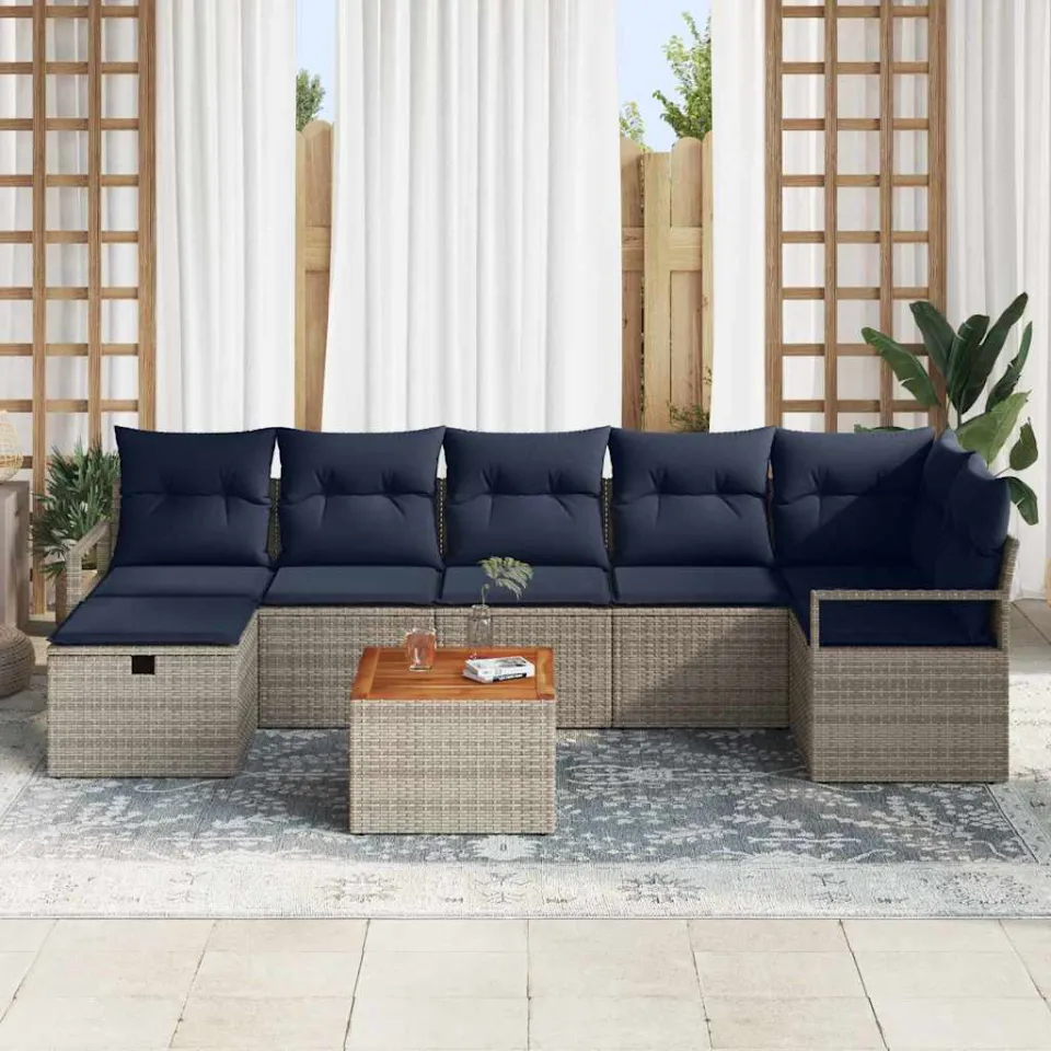 vidaXL Tuinbankenset 8 st Grijs poly rattan, foto 3