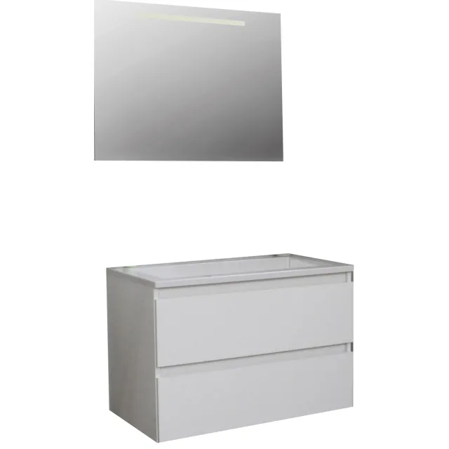 Boss & Wessing Pepper badkamermeubel wit met acryl wastafel en spiegel