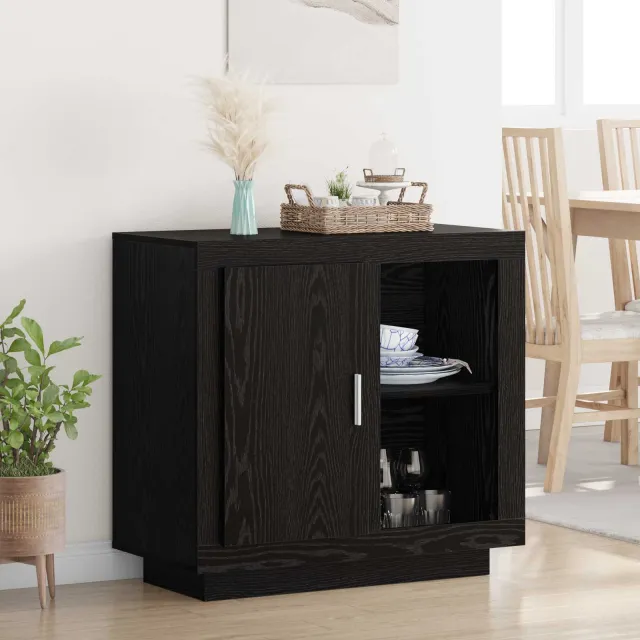 vidaXL Dressoir Zwart Eiken 80 x 40 x 75 cm Bewerkt hout