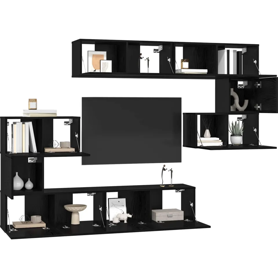 vidaXL Tv-meubelset 8 st 80 x 30 x 30 cm Zwart Eiken, foto 3