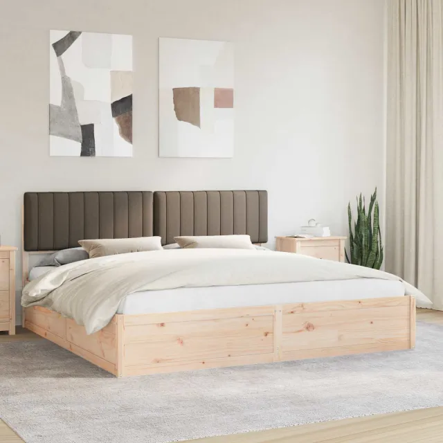 vidaXL Bedframe met Gevoerd Hoofdgedeelte Taupe 200 x 200 cm