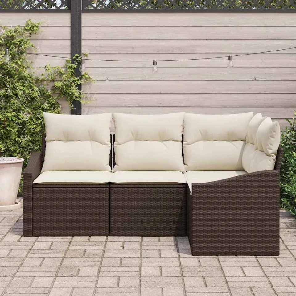 vidaXL Bankstel 4 st Bruin poly rattan, foto 3