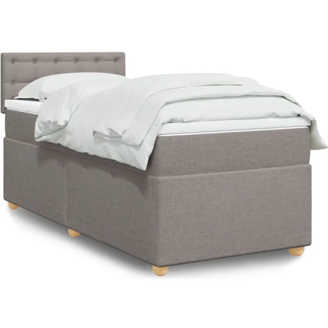 vidaXL Boxspring met matras stof taupe 90x200 cm