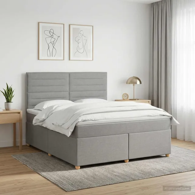 vidaXL Boxspringbed met matras Lichtgrijs 140 x 190 cm Stof