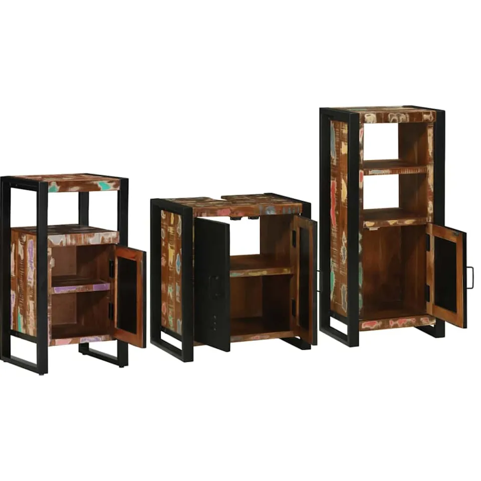 vidaXL Badkamermeubelset 3 st Multikleur en Zwart 55 x 35 x 60 cm, foto 2
