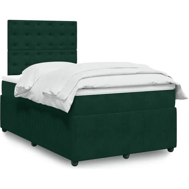 vidaXL Boxspring met matras fluweel donkergroen 120x190 cm groen