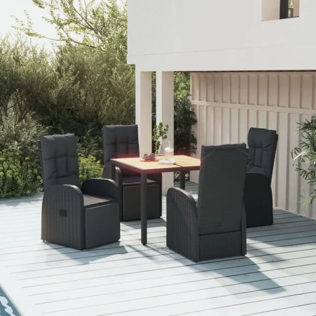 vidaXL 5-delige Tuinset poly rattan en massief acaciahout zwart, foto 2
