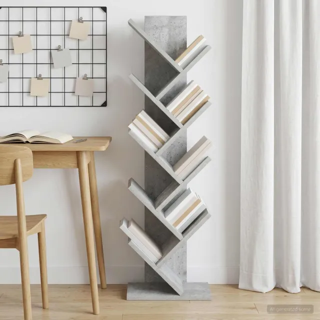 vidaXL Boom boekenplank 6-laags 30 x 18 x 100 cm Bewerkt hout grijs, foto 2