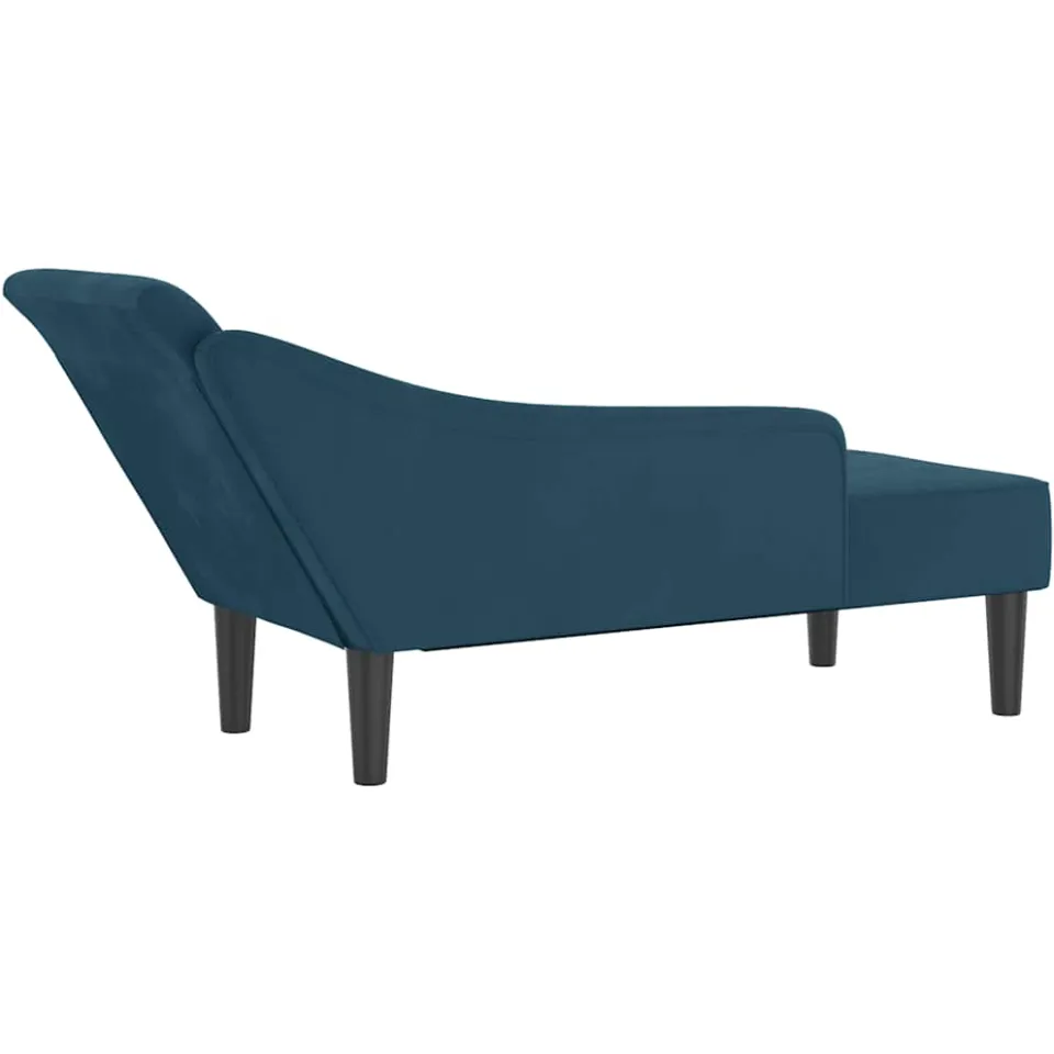 vidaXL Chaise longue met kussens fluweel blauw, foto 4