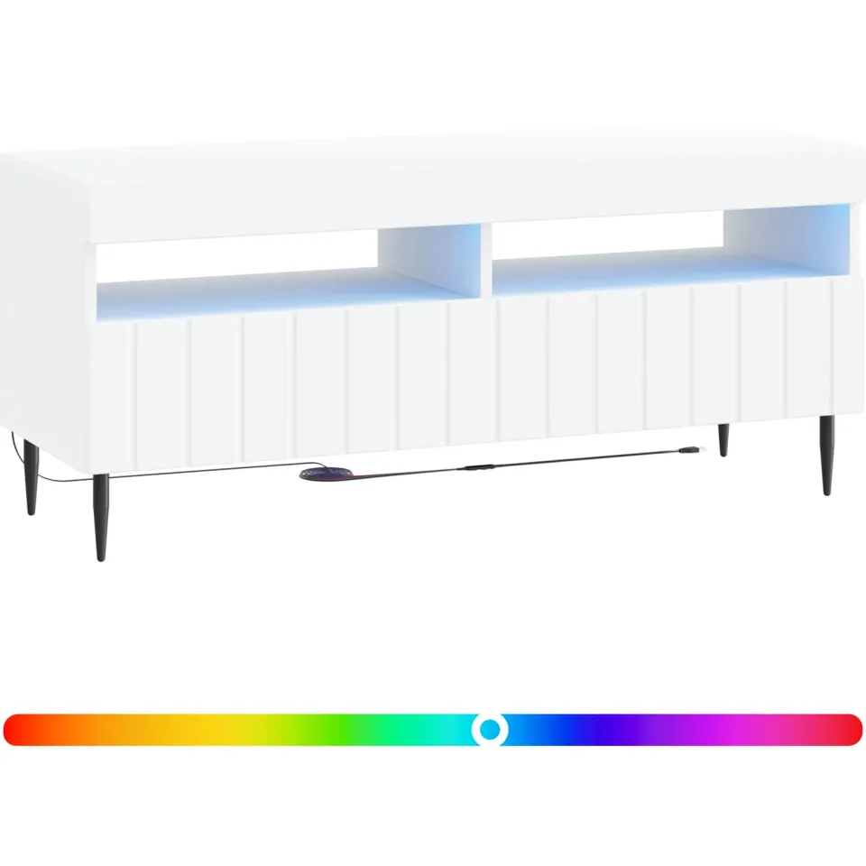 vidaXL LED tv-meubel ZWOLLE 100 x 35 x 43 cm Wit Bewerkt hout, foto 3