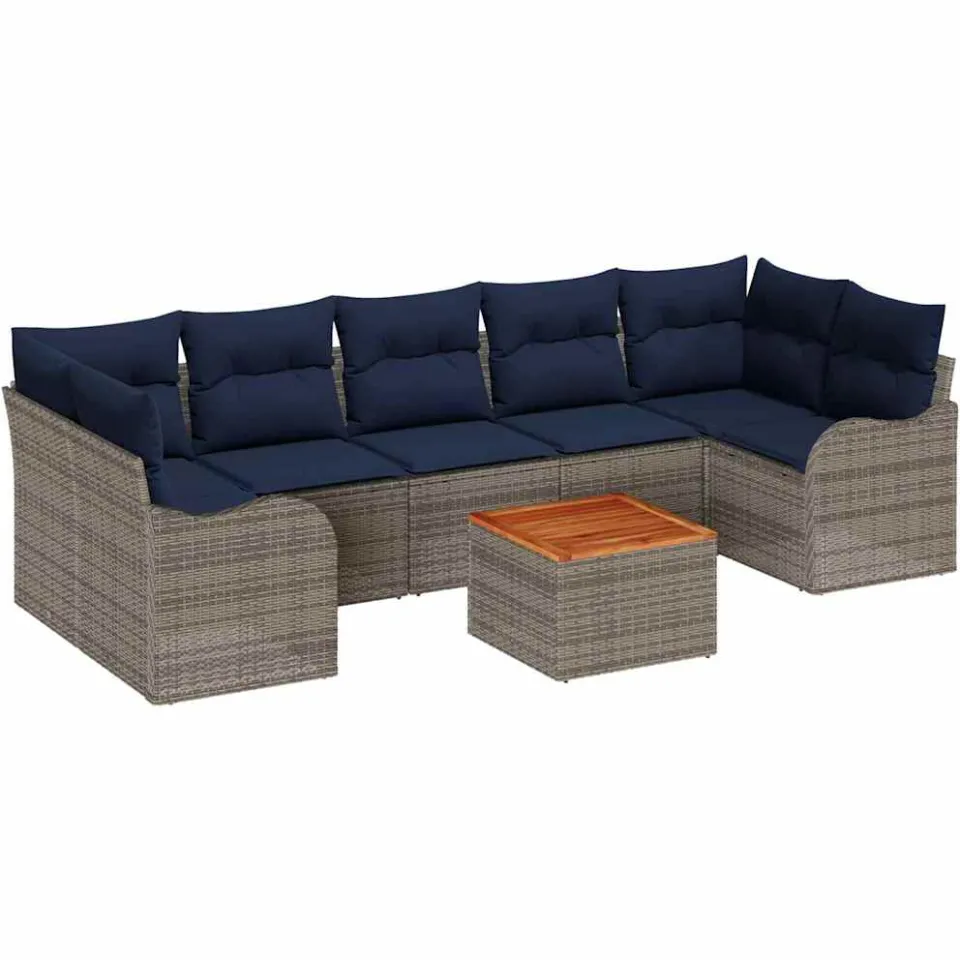 vidaXL Tuinbankenset 8 st Grijs poly rattan