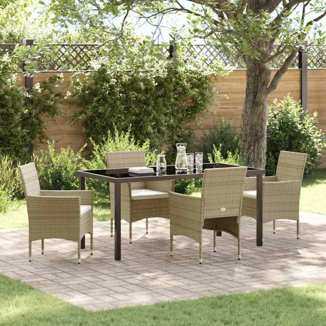 vidaXL Tuin eettafelset 5 st Beige poly rattan, foto 2