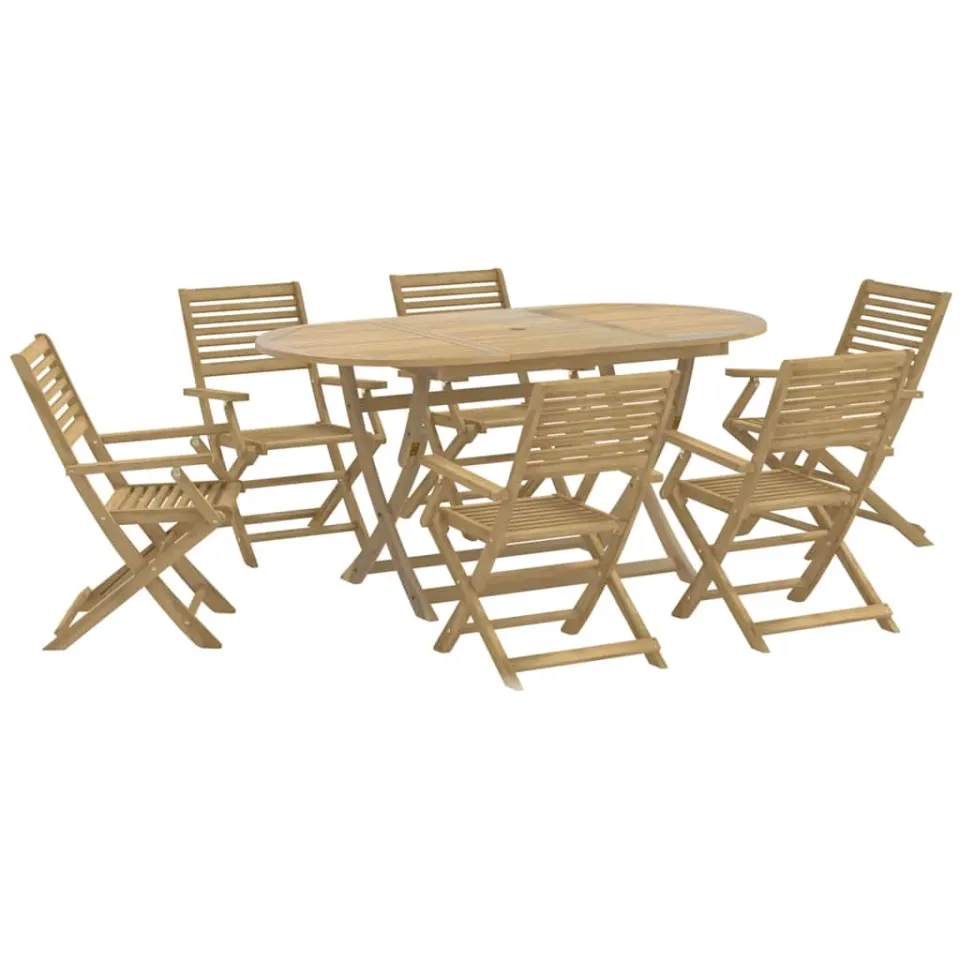 vidaXL 7-delige Tuinset massief acaciahout Bruin