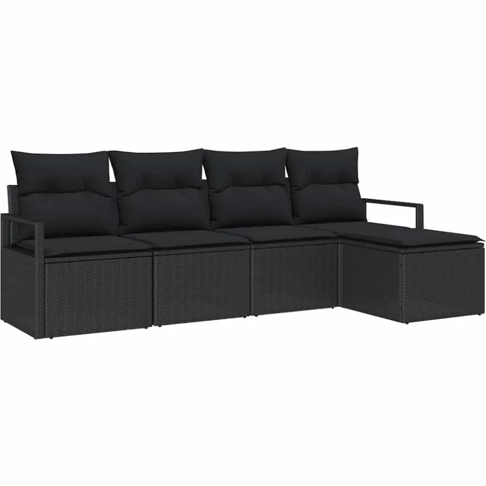 vidaXL Bankstel 5 st Zwart poly rattan
