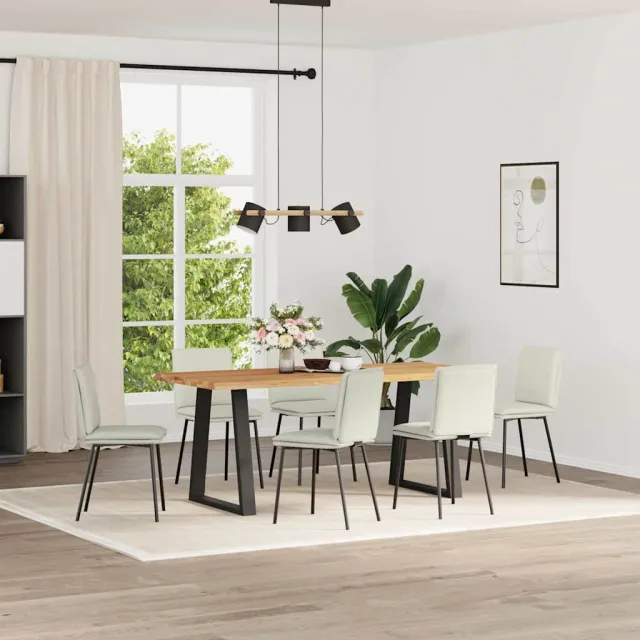 vidaXL Eetkamerstoelen 6 st fluweel crèmekleurig, foto 2