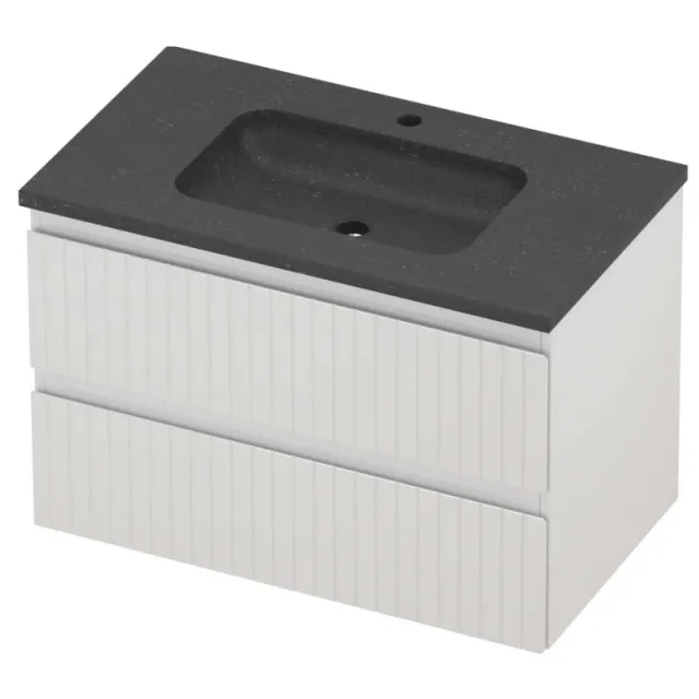 Proline Rollo Badmeubelset Hardsteen Elegant 1 Kraangat Gefreesd 80x46x54 cm Blue Stone Glans Wit