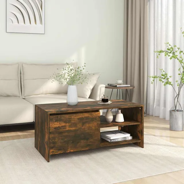 vidaXL Salontafel 102x50x45 cm bewerkt hout gerookt eikenkleurig, foto 2