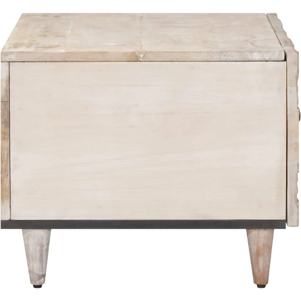 vidaXL Salontafel Wit 80 x 50 x 40 cm Massief Mango Hout, foto 4