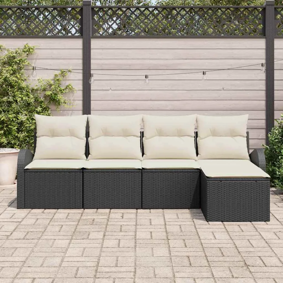 vidaXL Tuin Sofa Set 5 st Zwart poly rattan, foto 3