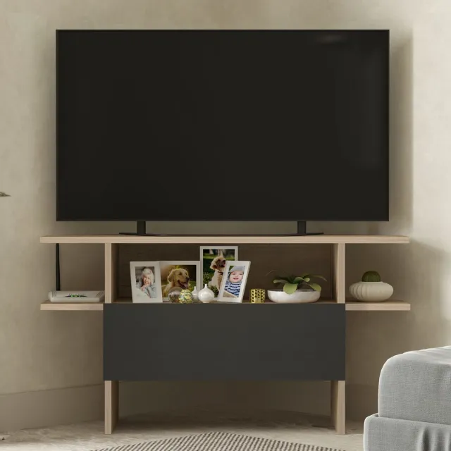 Brandloop Hoek tv-meubel - Tot 50 inch - Eikenkleur/Antraciet Eiken antraciet