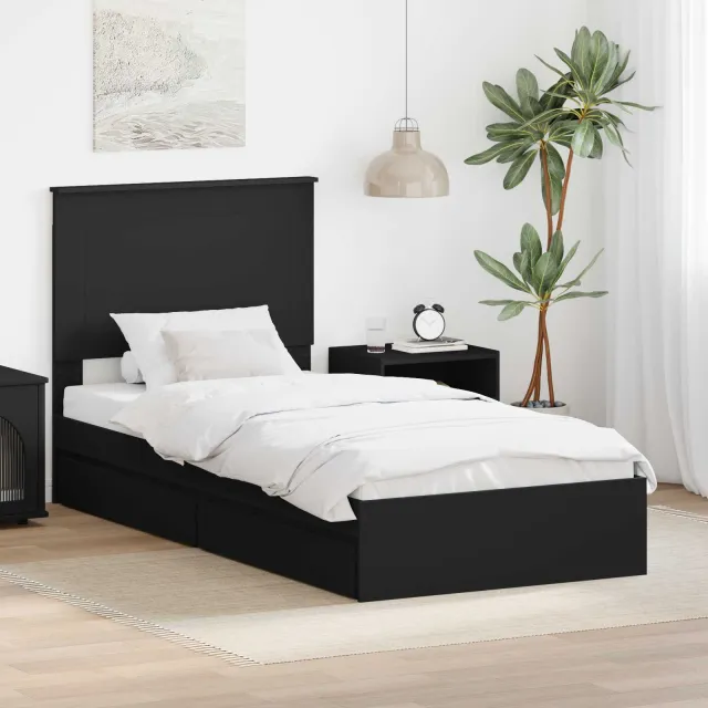 vidaXL Opslag bed Zwart 90 x 190 cm Bewerkt hout