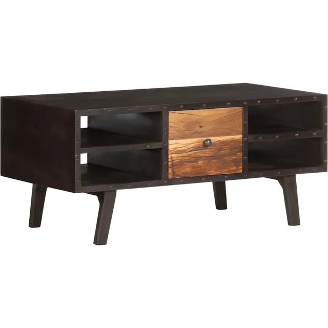 vidaXL Salontafel 100x50x45 cm massief gerecycled hout Zwart