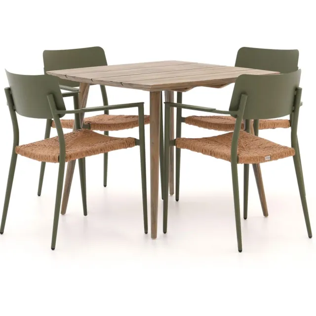 Bellagio tuinmeubelen Bellagio Cino/ROUGH-K 90cm dining tuinset 5-delig stapelbaar Bruin