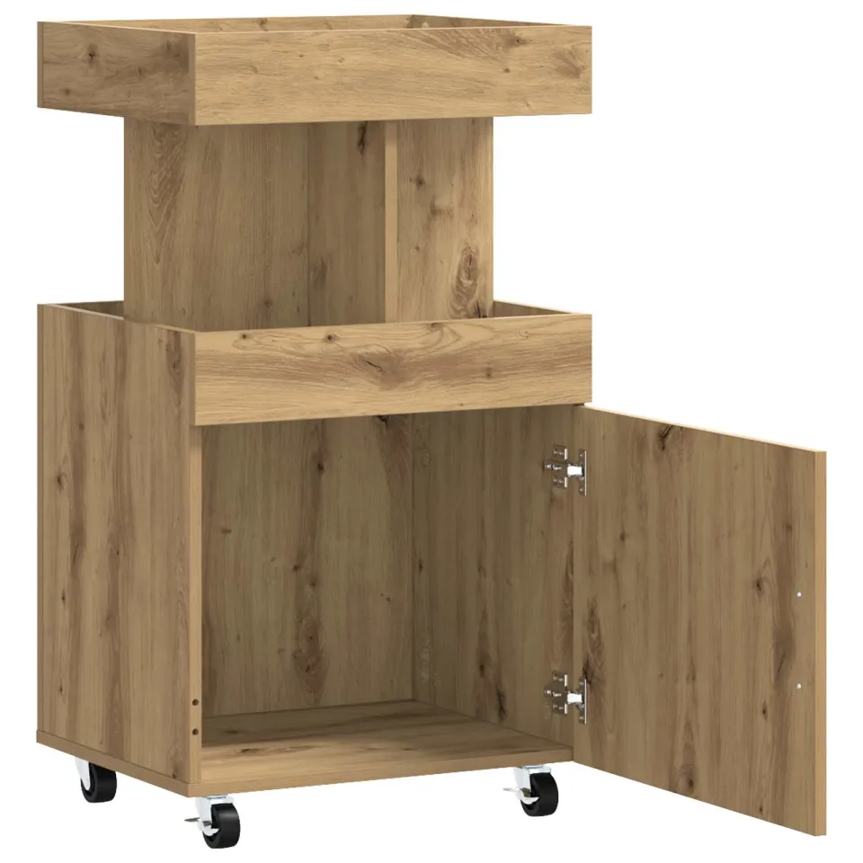 vidaXL Serveerwagen Artisanaal eiken 50 x 41 x 89 cm Bewerkt hout Bruin