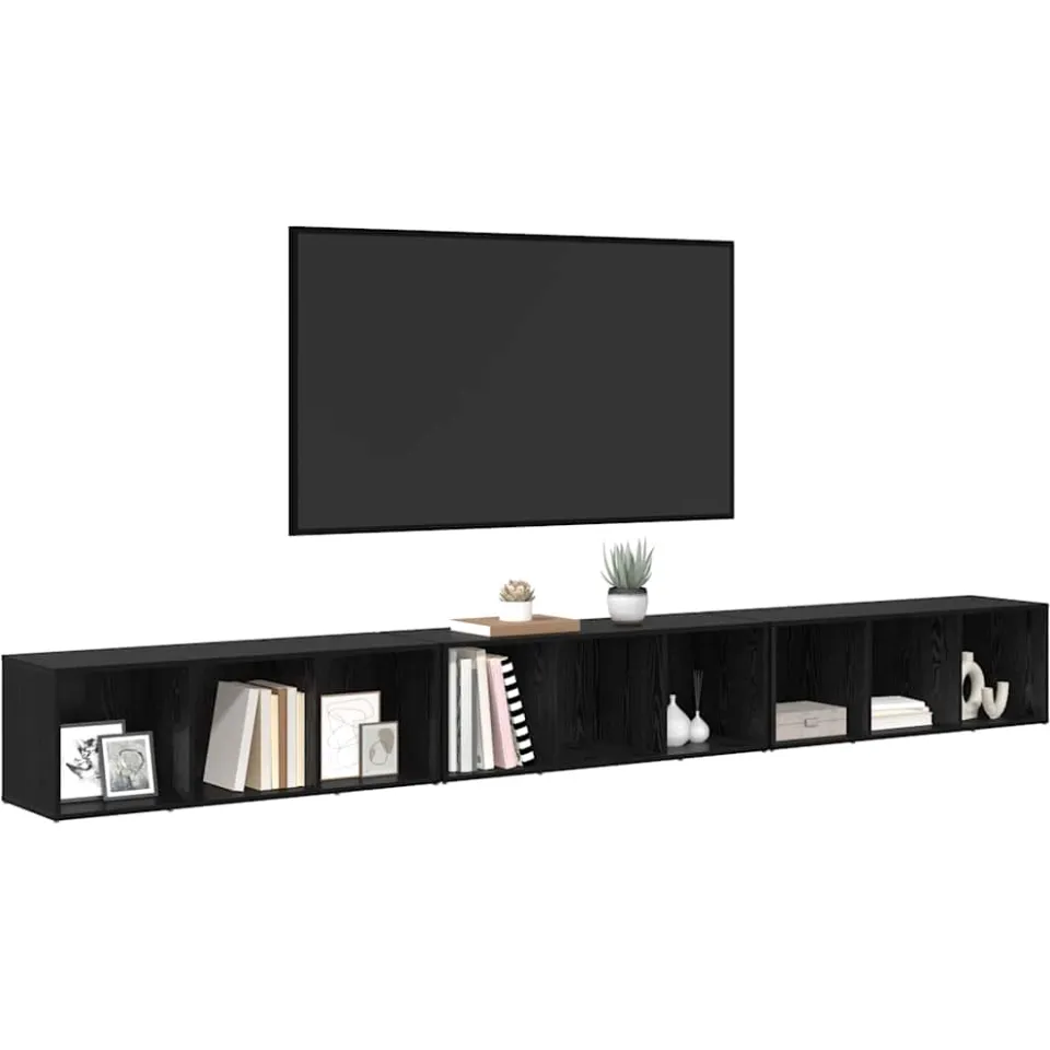 vidaXL Tv-meubelset 3 st 37 x 35 x 107 cm Zwart Eiken