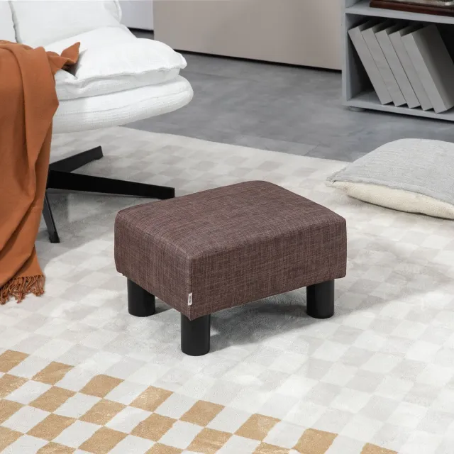 OKWISH Voetenbankje – Rechthoekig En 110 Kg Belastbaar – 40 X 30 X 24 Cm – Stof En Hout – Bruin – Voor Woonkamer En Hal