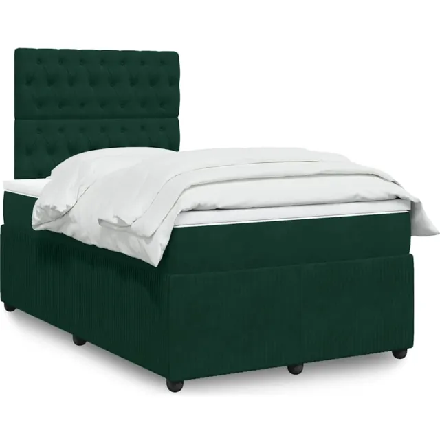 vidaXL Boxspring met matras fluweel donkergroen 120x190 cm groen