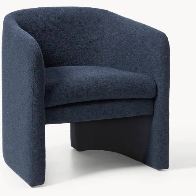 Westwing Collection Bouclé fauteuil Mairo Blauw