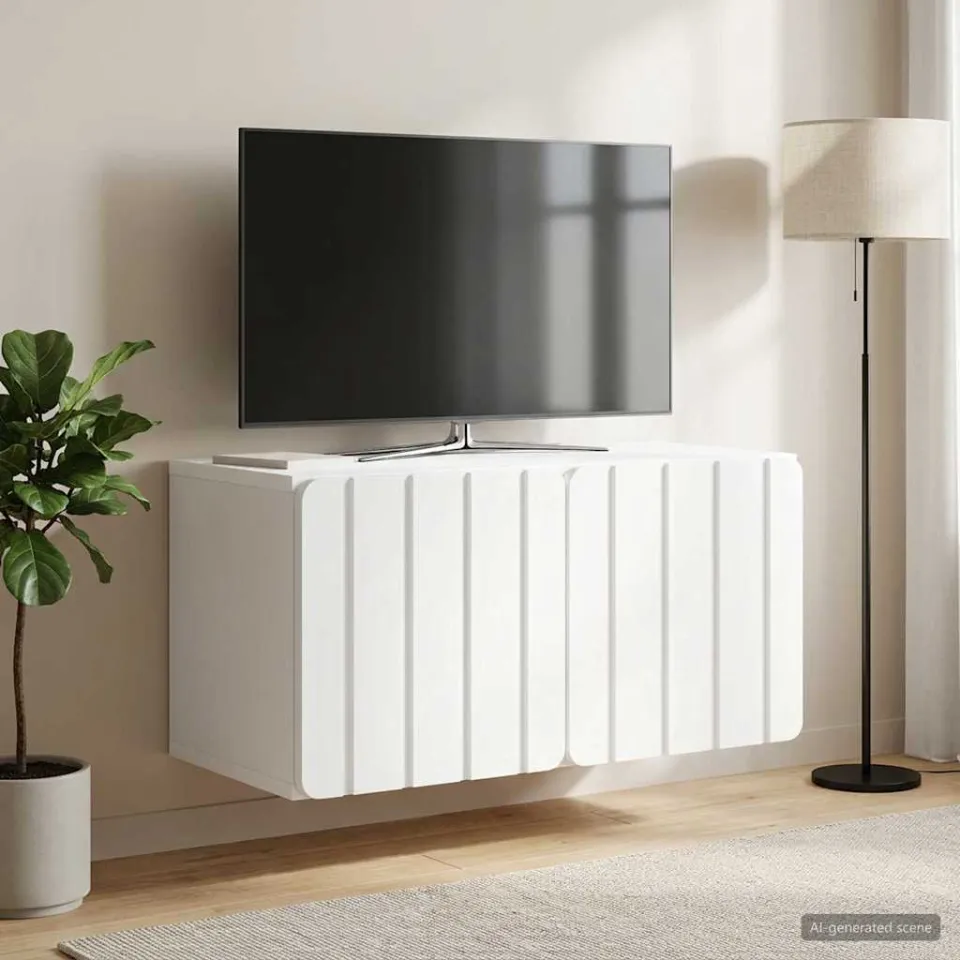 vidaXL Wandbeugel TV-kast 59,5 x 31 x 30 cm Wit Bewerkt hout, foto 4