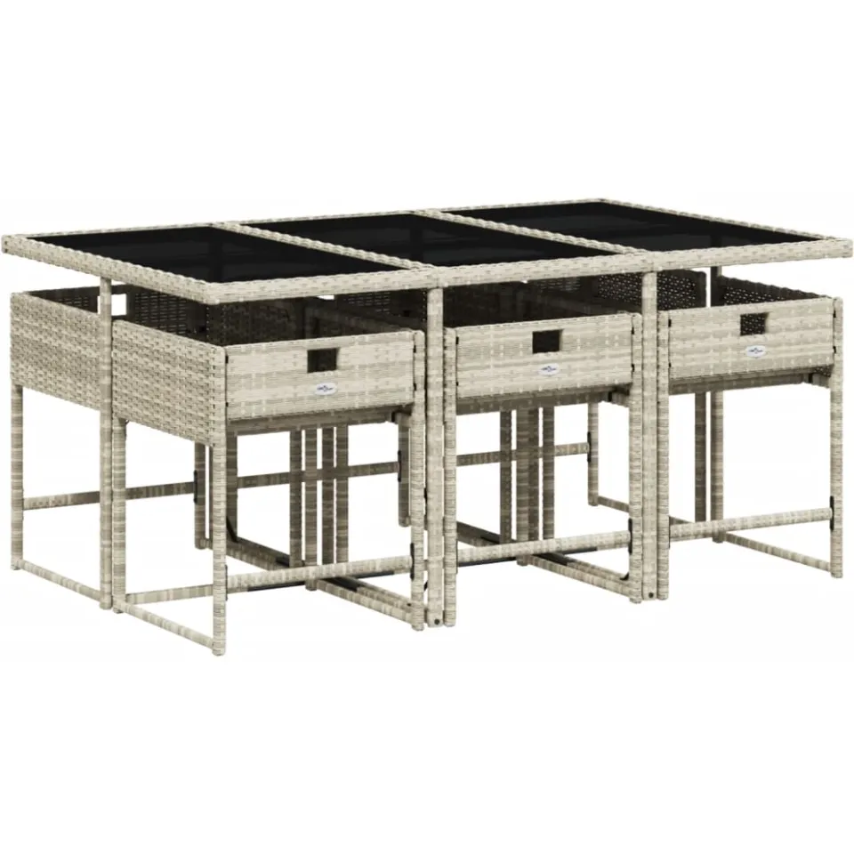 vidaXL 7-delige Tuinset met kussens poly rattan grijs, foto 3