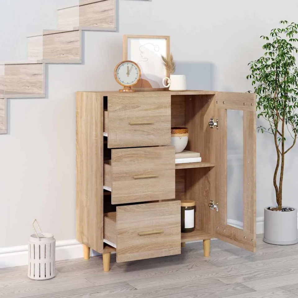 vidaXL Dressoir 69,5x34x90 cm bewerkt hout sonoma eikenkleurig, foto 3
