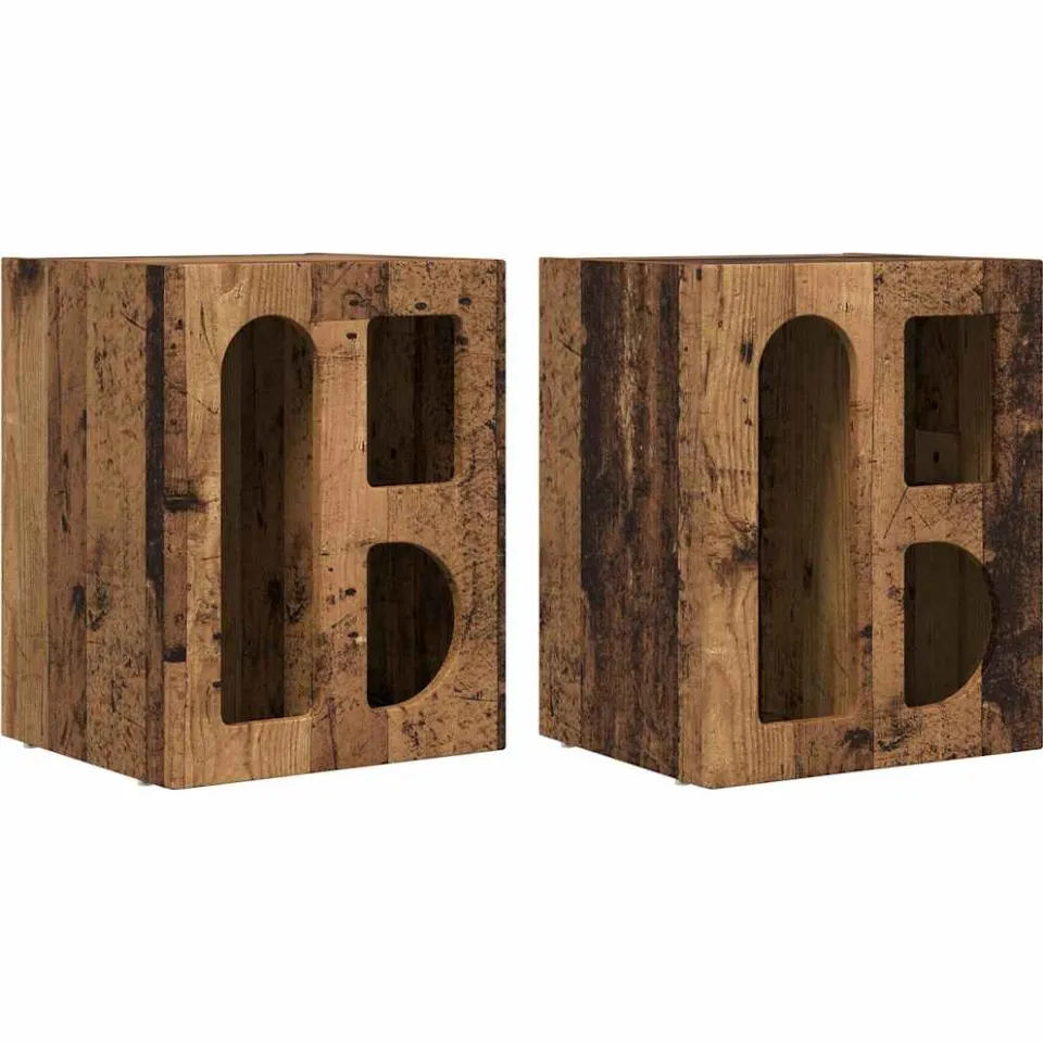 vidaXL Nachtkastje ELST 2 st Oudhout 40 x 35 x 50 cm Bewerkt hout bruin, foto 3