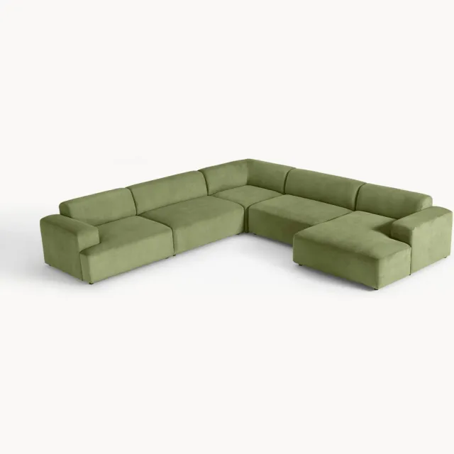 Westwing Collection XL corduroy hoekbank Melva Groen
