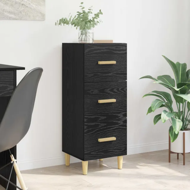 vidaXL Dressoir Zwart eiken 34.5 x 34 x 90 cm Bewerkt hout, foto 2