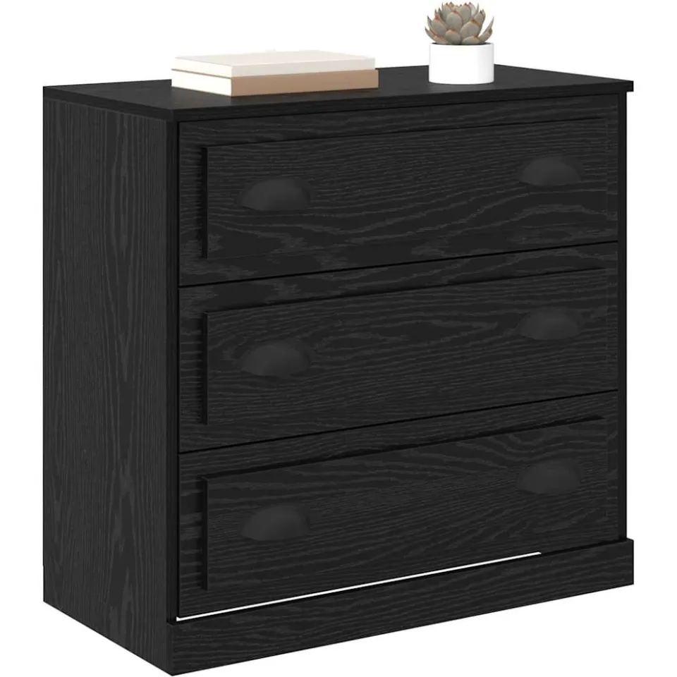 vidaXL Dressoir Zwart Eiken 70 x 35,5 x 67,5 cm Bewerkt hout