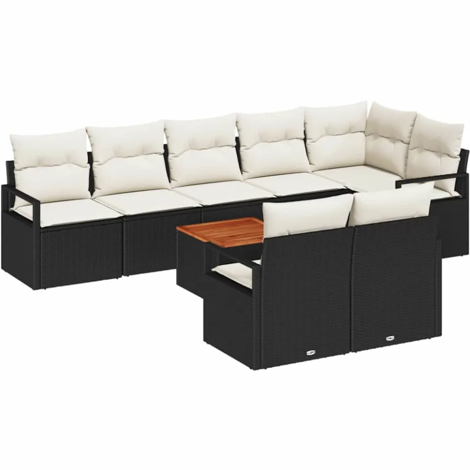 vidaXL Tuinbankenset 9 st Zwart poly rattan