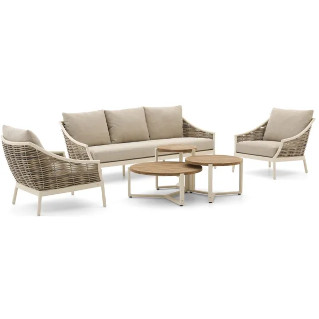 Apple Bee Milou/Monaco stoel-bank loungeset 6-delig 5-zits Wit
