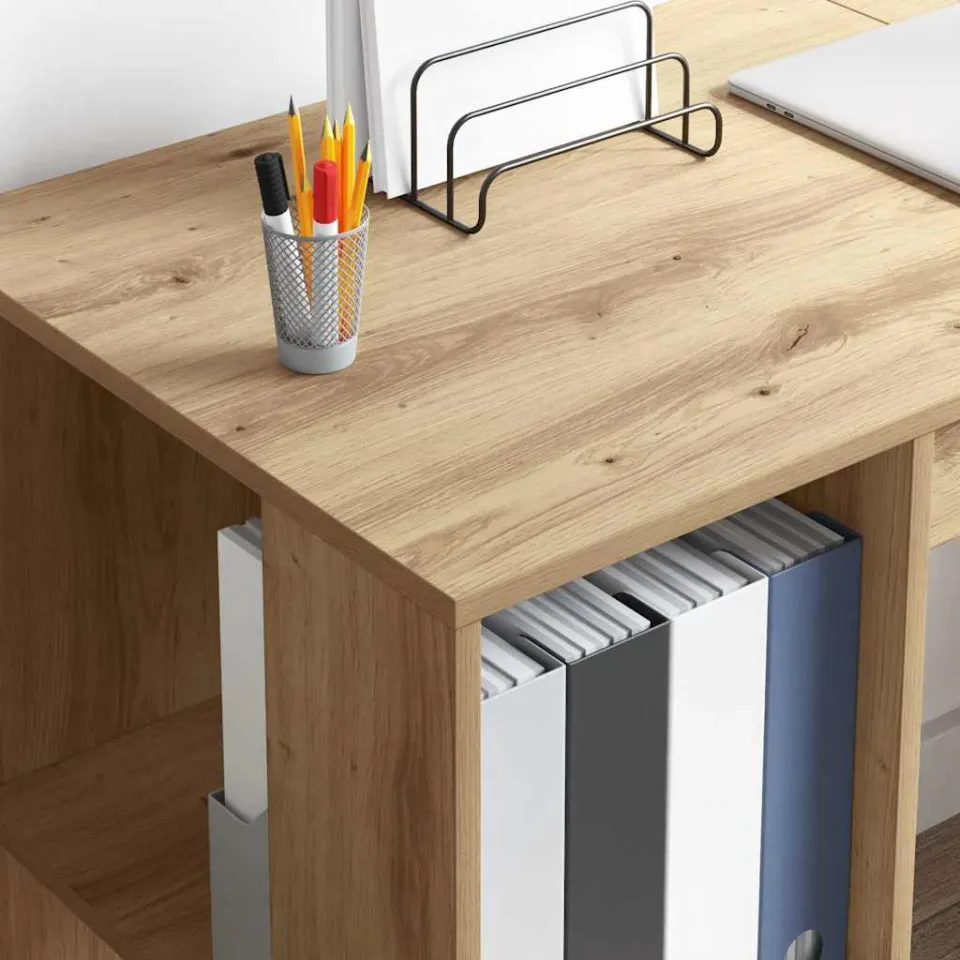 vidaXL Bureau Artisan Eiken 130 x 50,5 x 75 cm Bewerkt hout, foto 4