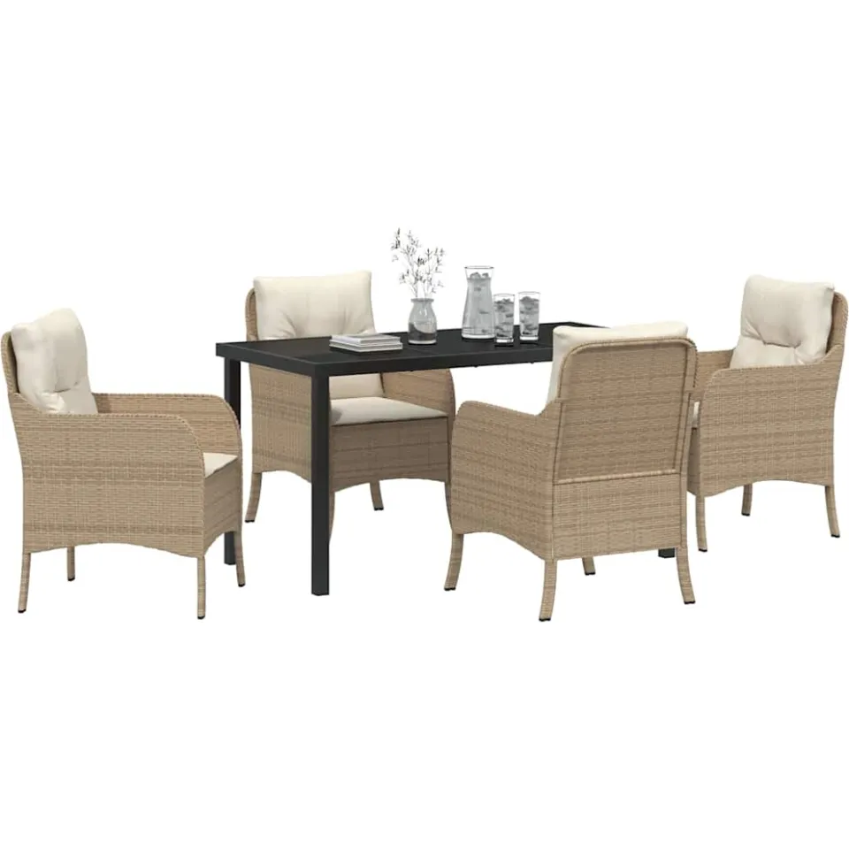 vidaXL Tuin eettafelset 5 st Beige poly rattan