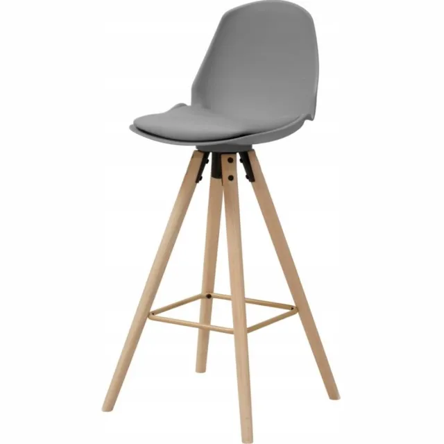 Artpro Moderne Grijze Hocker Malmo met Rugleuning - 77 cm Hoog, Hout, Loft Stijl Grijs