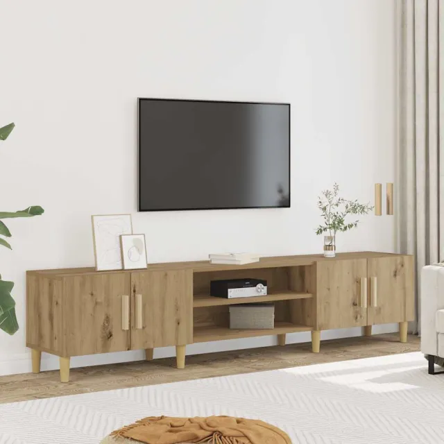 vidaXL Tv-meubel 180x31,5x40 cm bewerkt hout artisanaal eikenkleurig, foto 2