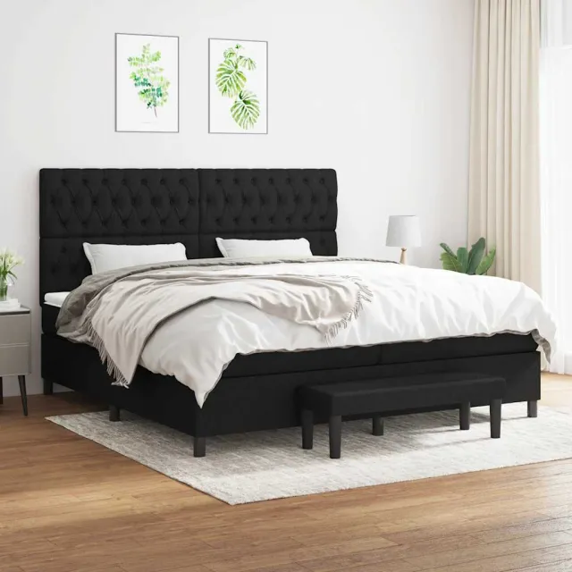 vidaXL Boxspring met matras stof zwart 200x200 cm