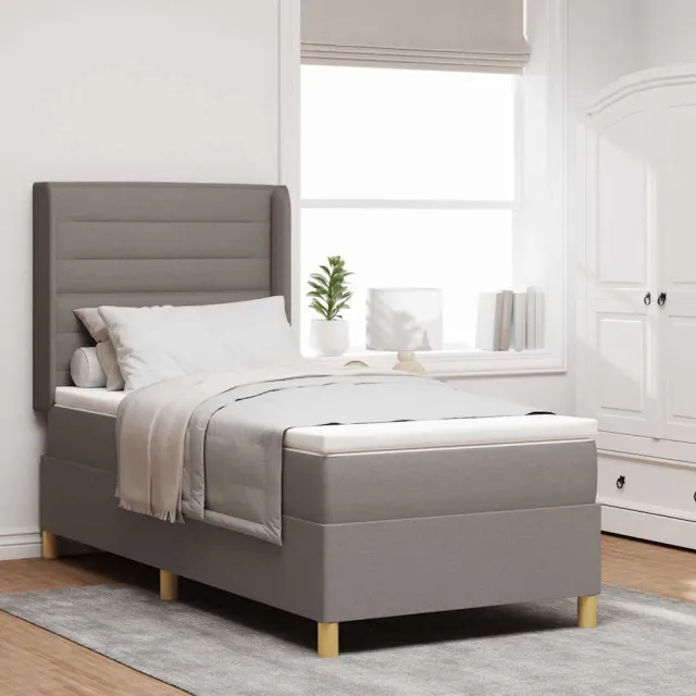 vidaXL Boxspringbed met hoofdeinde Taupe 90 x 200 cm Stof