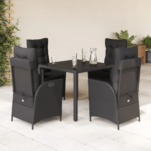 vidaXL 5-delige Tuinset met kussens poly rattan zwart, foto 2
