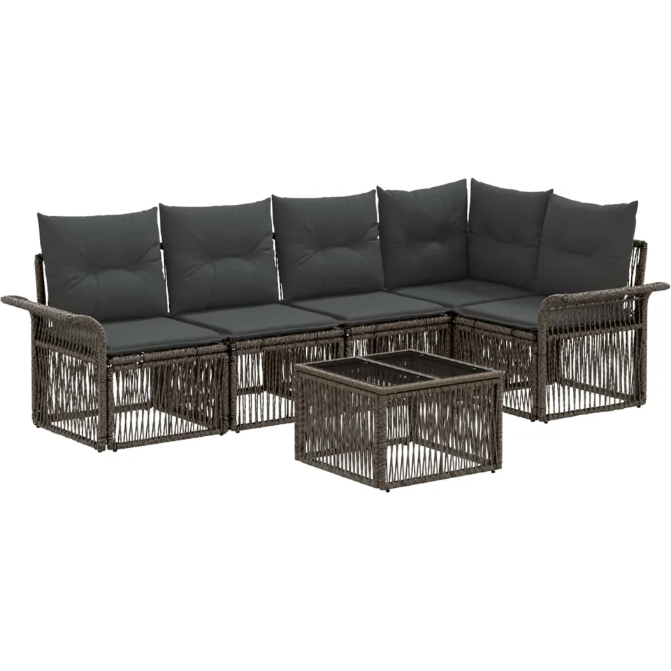 vidaXL Tuinbankenset 6 st 5-zits Grijs poly rattan, foto 3