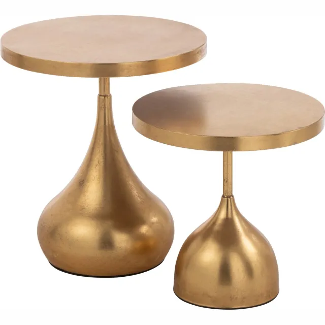 J-Line bijzettafel Druppel - metaal - goud - 2 stuks